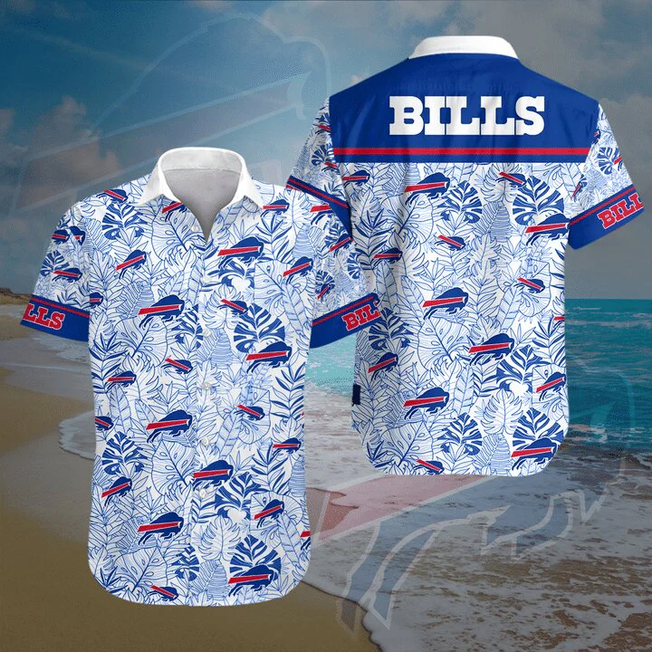 Buffalo Bills Hawaiian Shirt Buffalo Bills Palm Leaves Blue White Hawaii Shirt Buffalo Bills Aloha Shirt