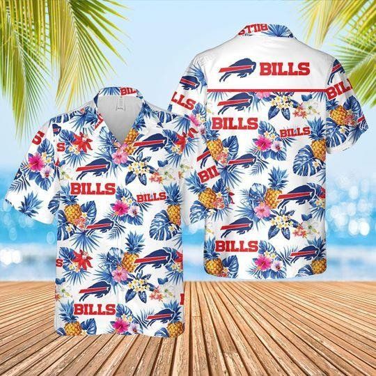 Buffalo Bills Hawaiian Shirt Buffalo Bills Palm Leaves Pineapples Red Blue White Hawaii Shirt Buffalo Bills Aloha Shirt
