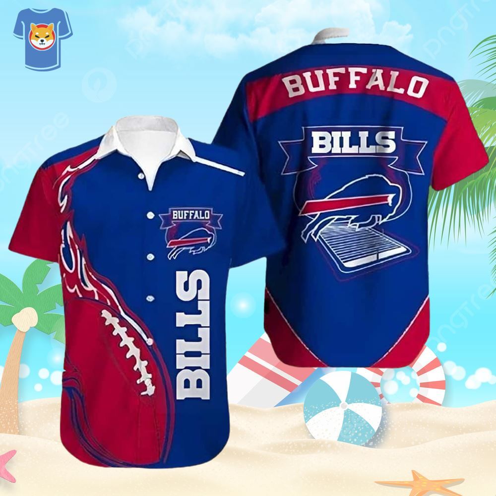 Buffalo Bills Hawaiian Shirt Red Blue Fire Rugby