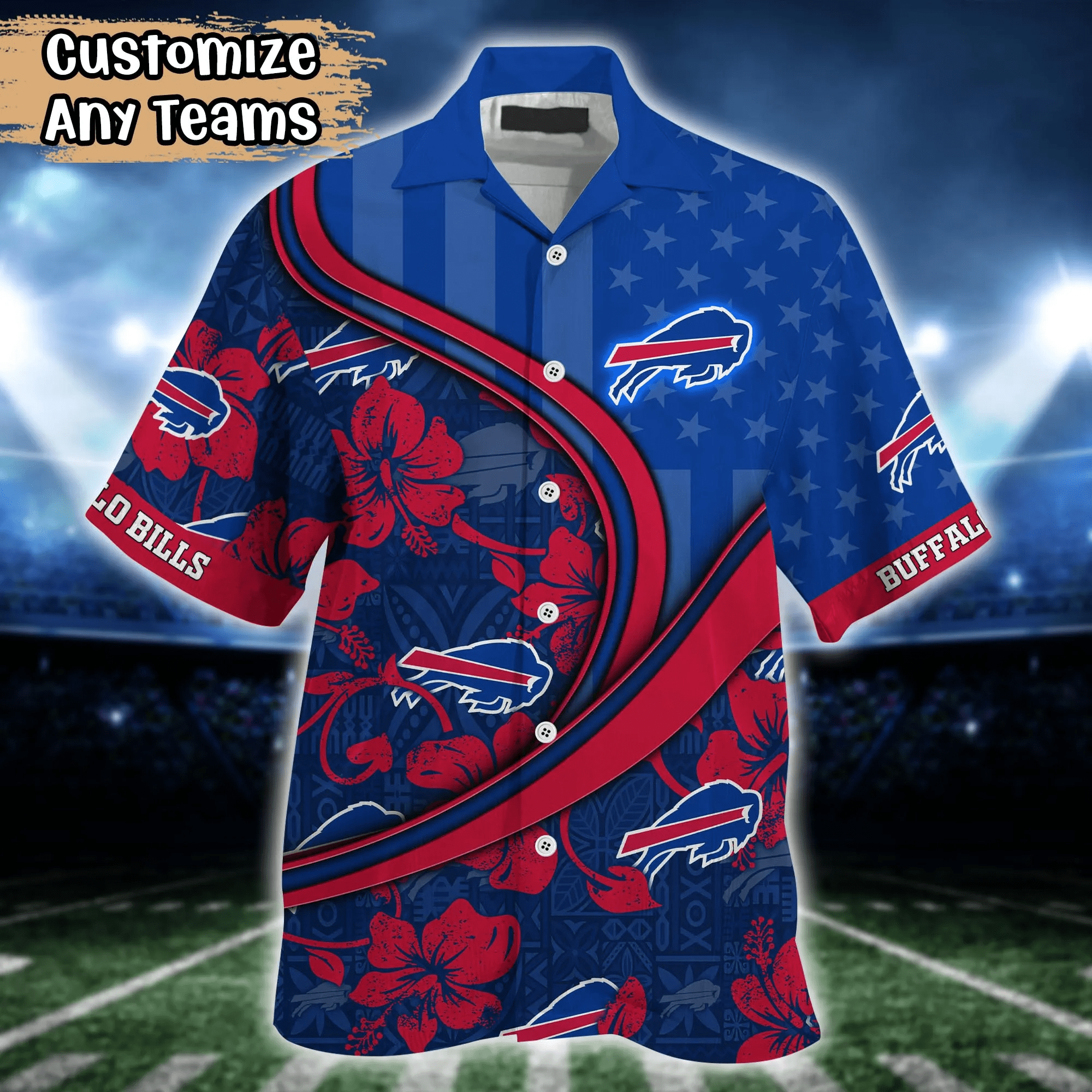 Buffalo Bills NFL Us Flag Hawaiian Shirt Custom Summer Aloha Shirt