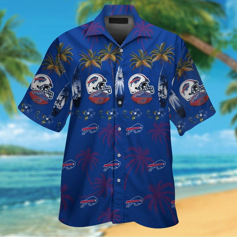 Buffalo Bills Short Sleeve Button Up Hawaiian Tropical Shirt Classic