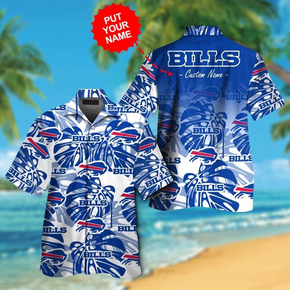 Buffalo Bills Short Sleeve Hawaiian Button Up Tropical Shirt Classic