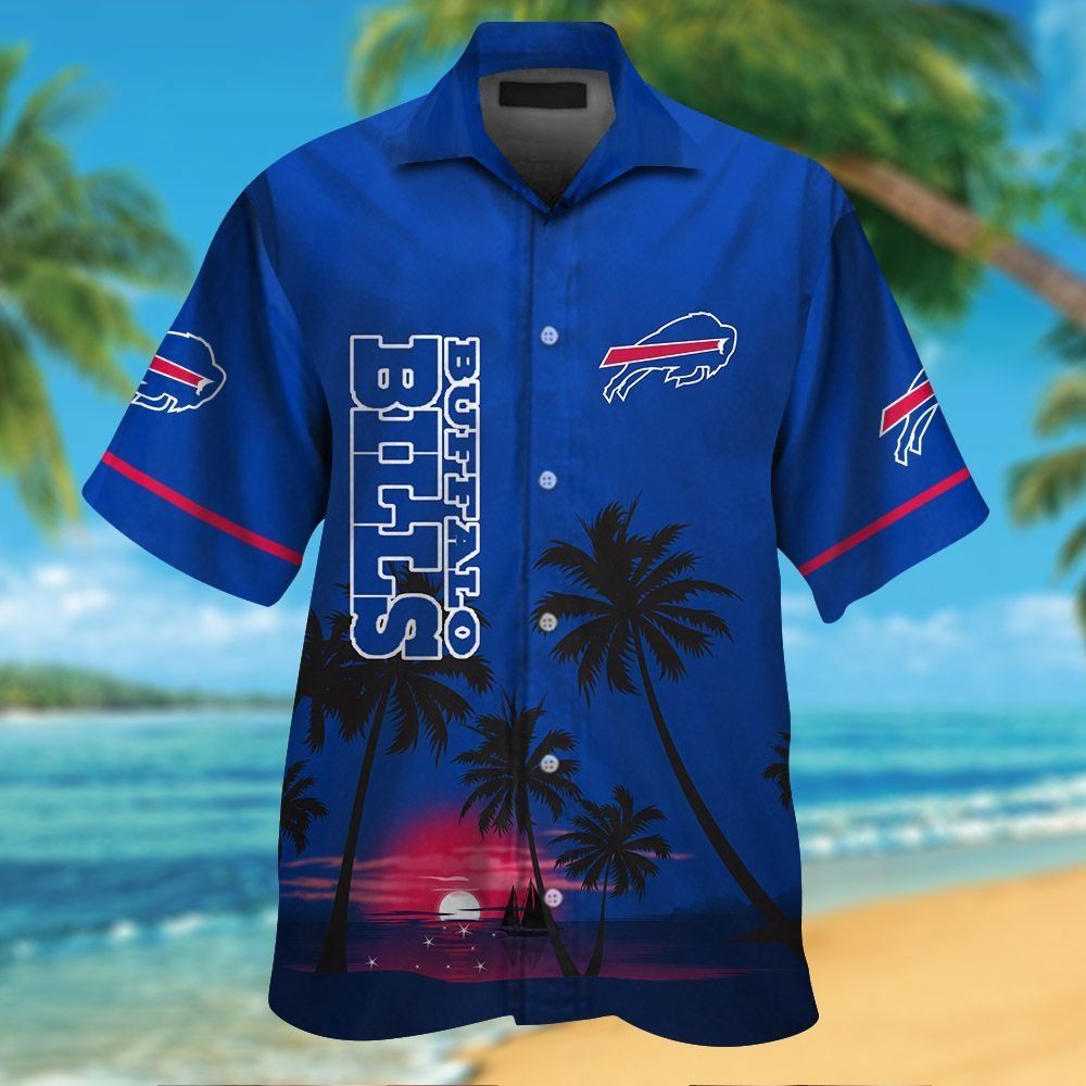 Buffalo Bills Short Sleeve Hawaiian Tropical Button Up Shirt Special