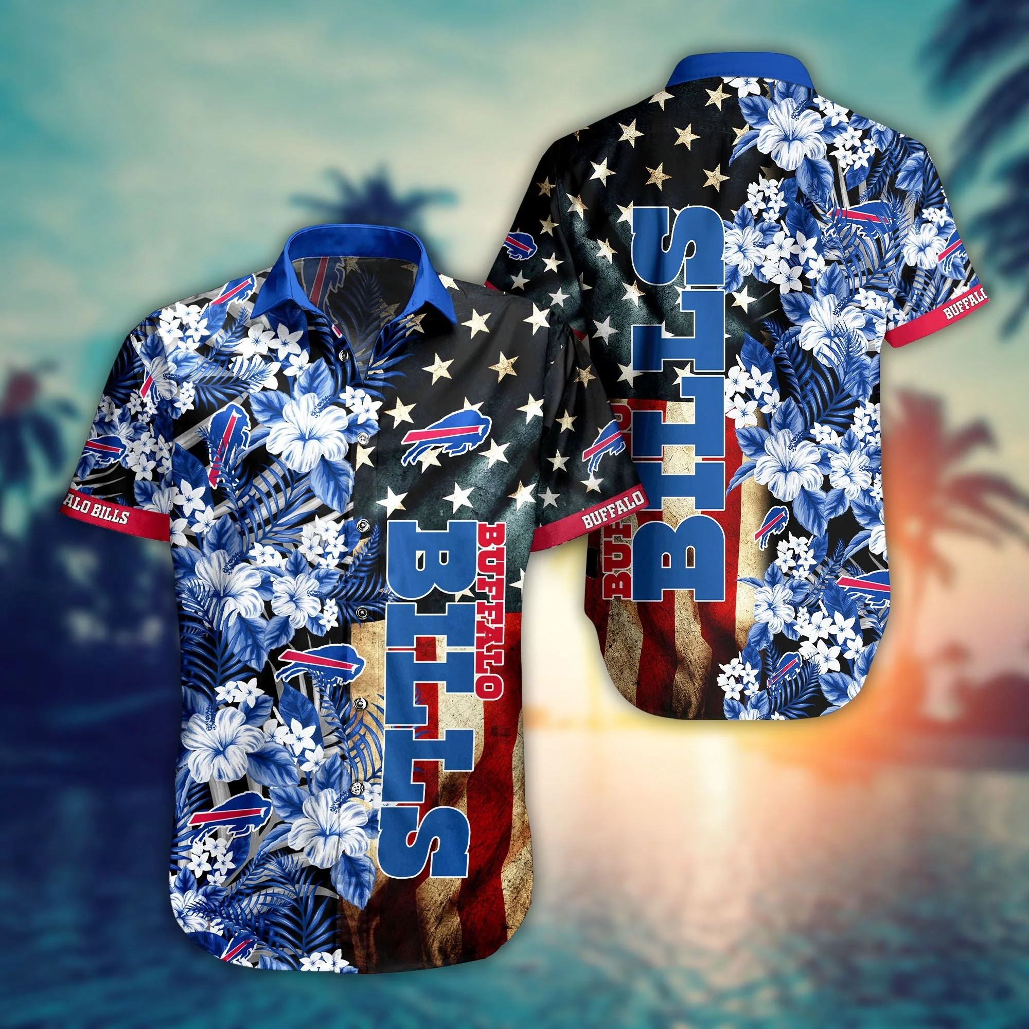 Buffalo Bills Trendy Hawaiian Shirt Buffalo Bills American Flag Hawaii Shirt Buffalo Bills Aloha Shirt