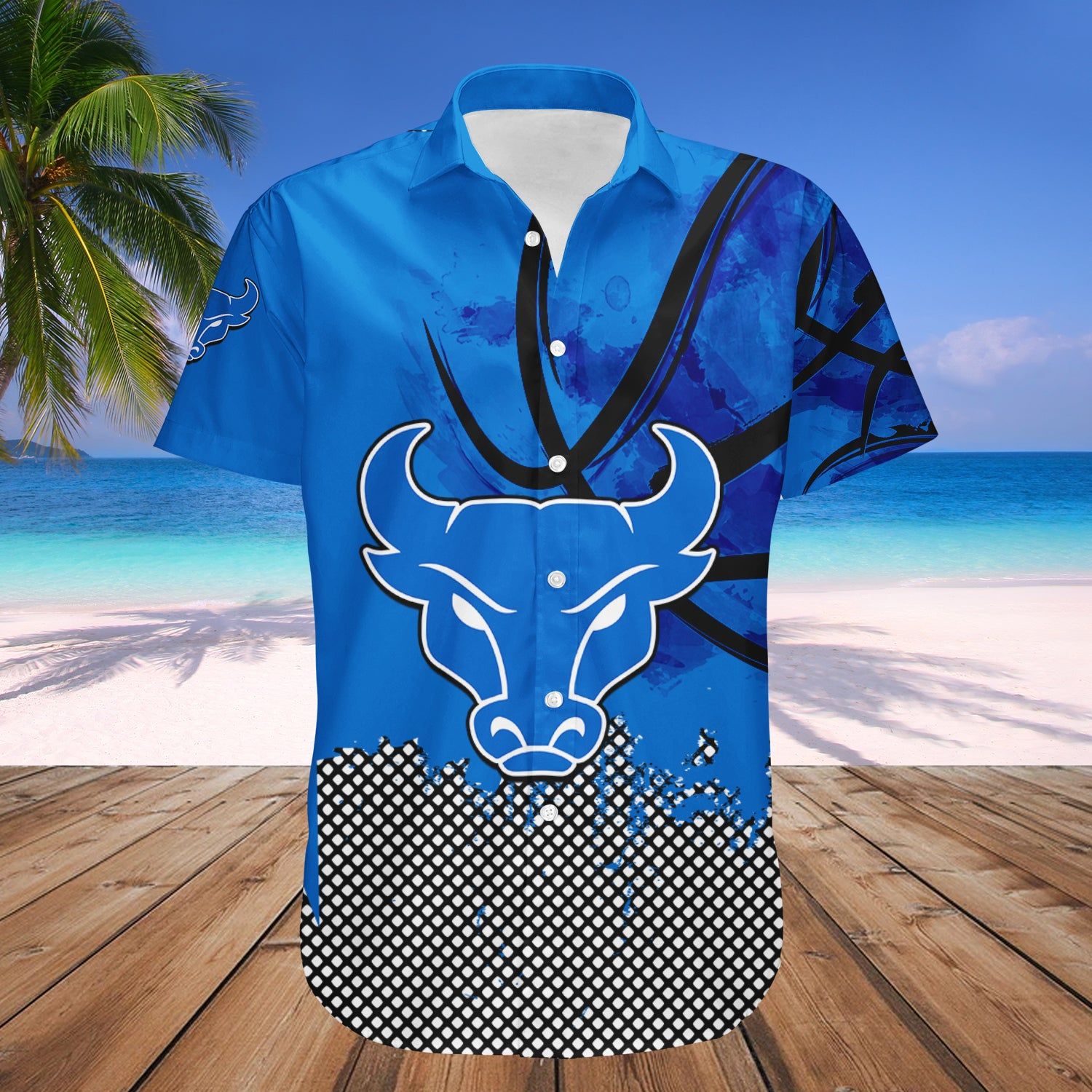Buffalo Bulls Hawaii Shirt Basketball Net Grunge Pattern – NCAA