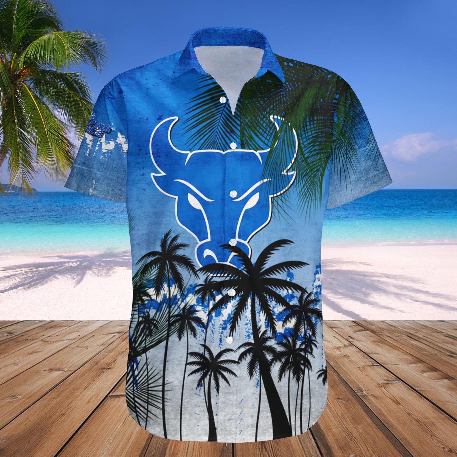 Buffalo Bulls Hawaii Shirt Coconut Tree Tropical Grunge – NCAA