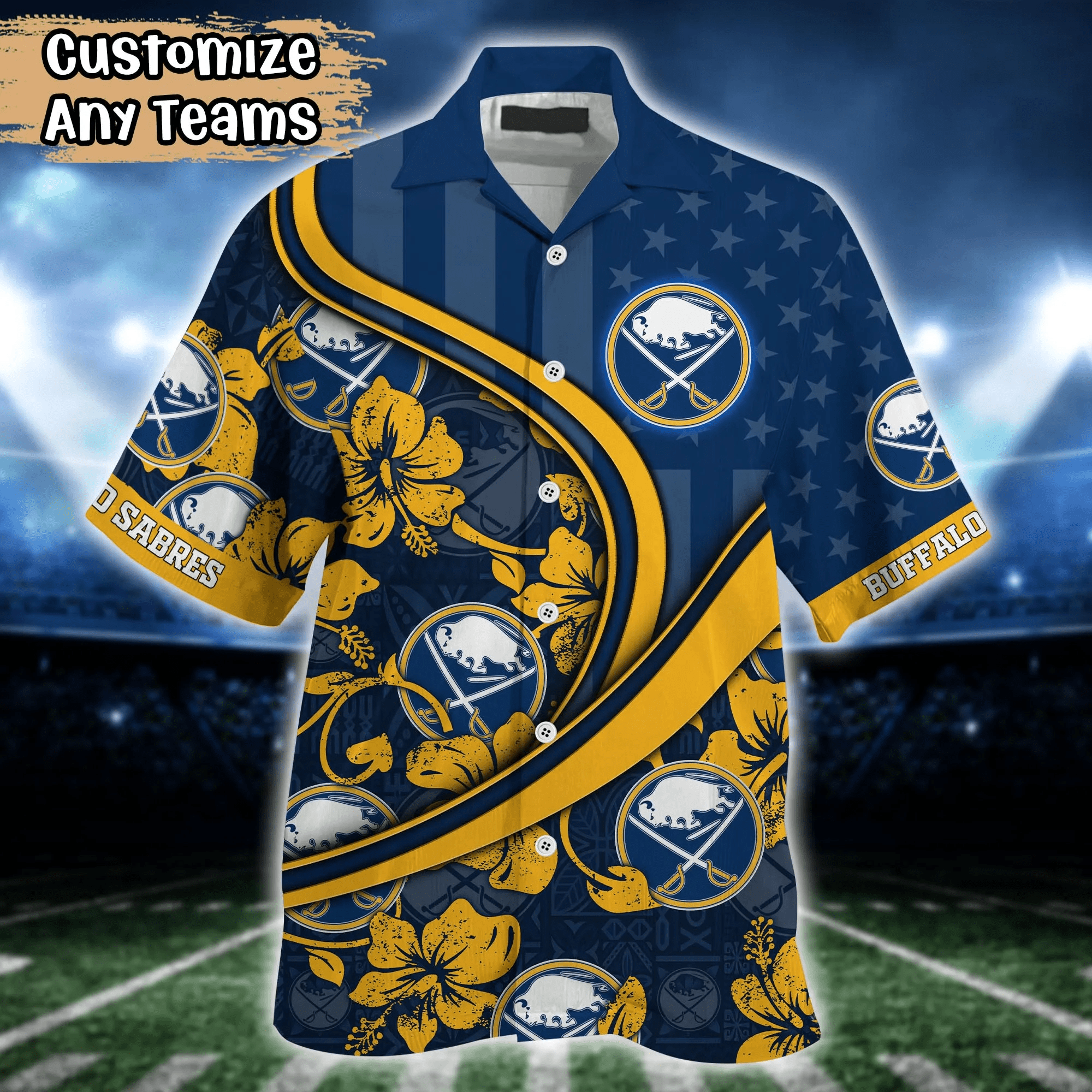 Buffalo Sabres NHL Us Flag Hawaiian Shirt Custom Summer Aloha Shirt