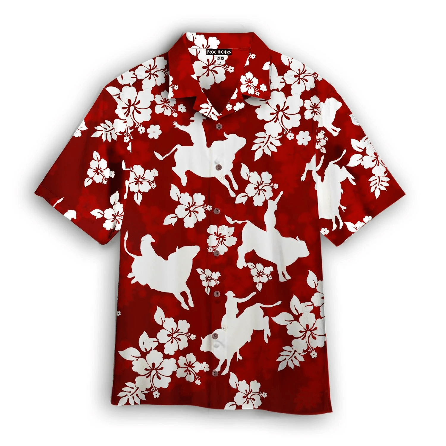 Bull Riding Thrills Island Adventure Aloha Shirt