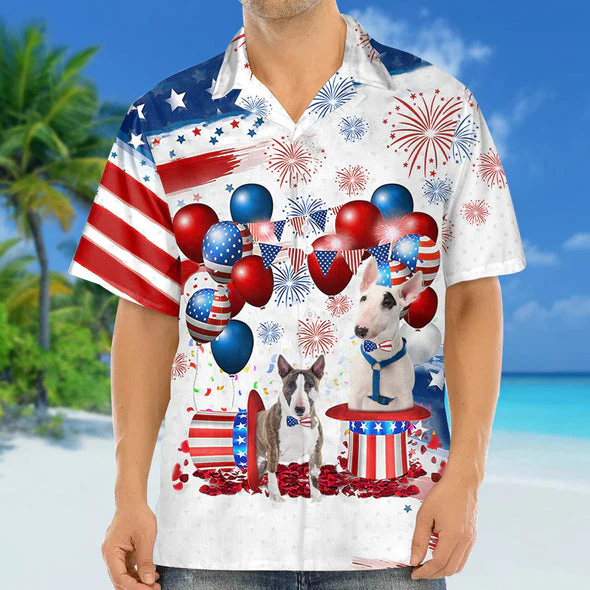 Bull Terrier Independence Day Trendy Hawaiian Shirt For Men And Women, 4Th Of July Trendy Hawaiian Shirt