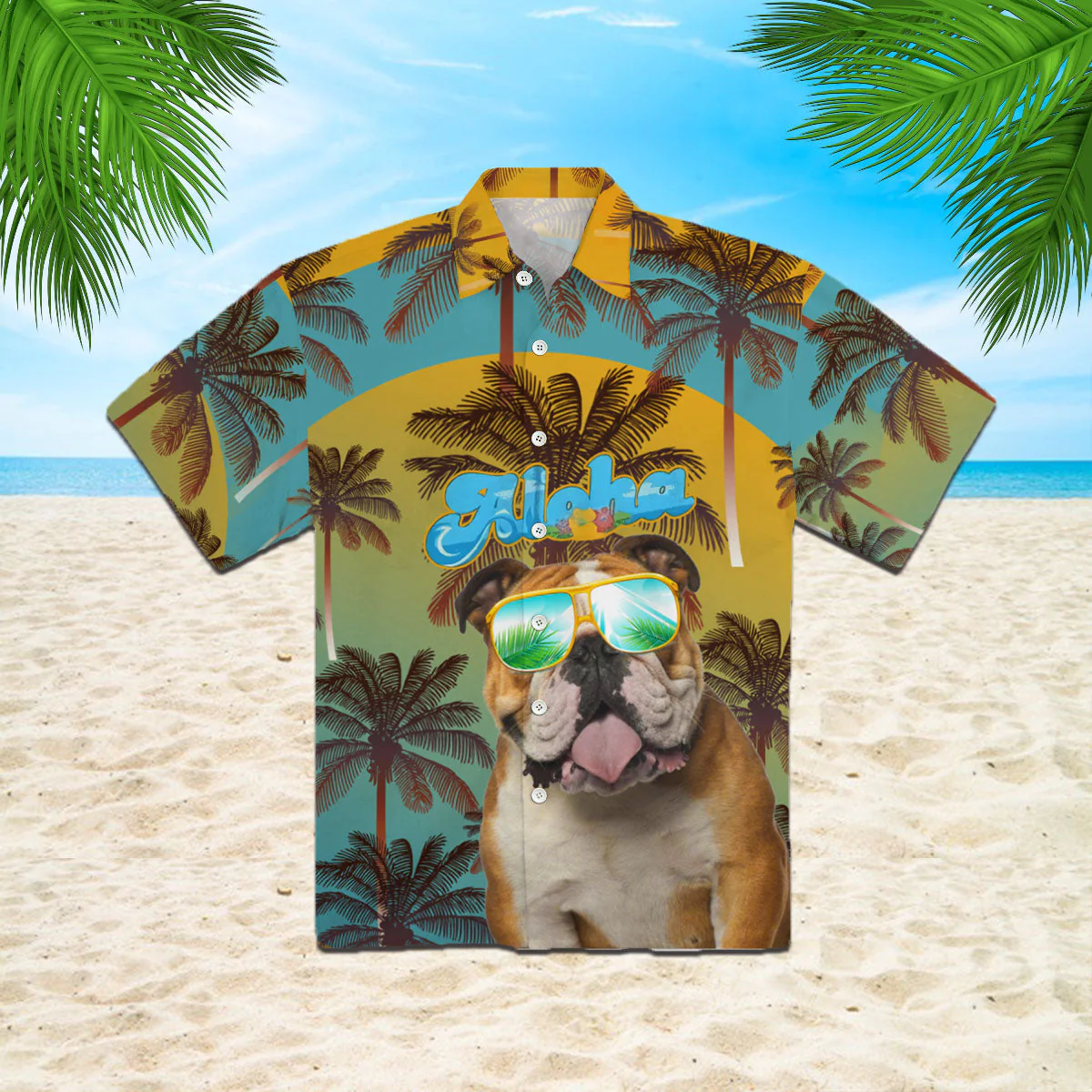 Bulldog Aloha Christmas Trendy Hawaiian Shirt