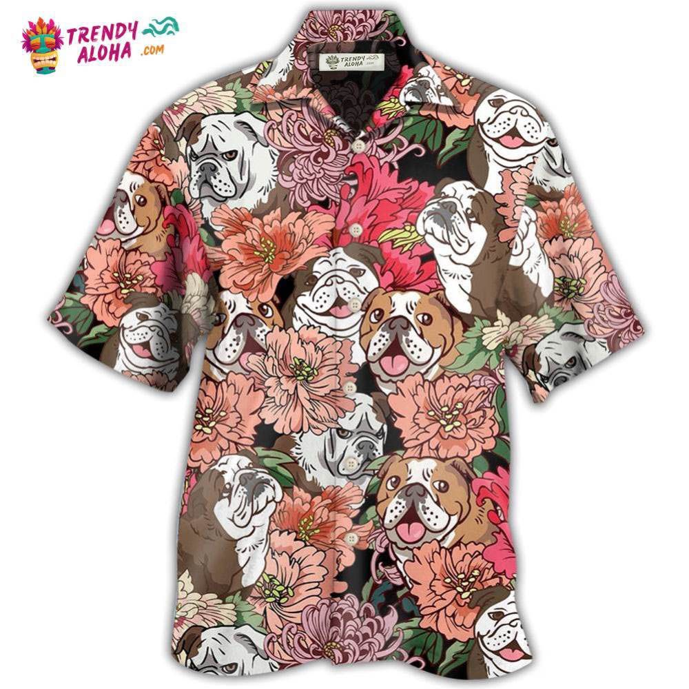 Bulldog And Lovely Flowers Hawaiian Shirt – Trendy Aloha