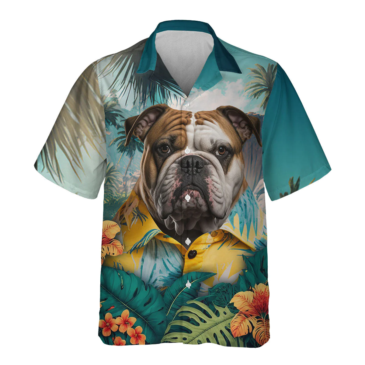 Bulldog Boldness 3D Hawaiian Shirt Capturing The Tropical Spirit