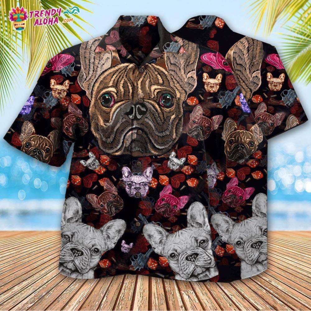 Bulldog Embroidery Cool Hawaiian Shirt – Trendy Aloha