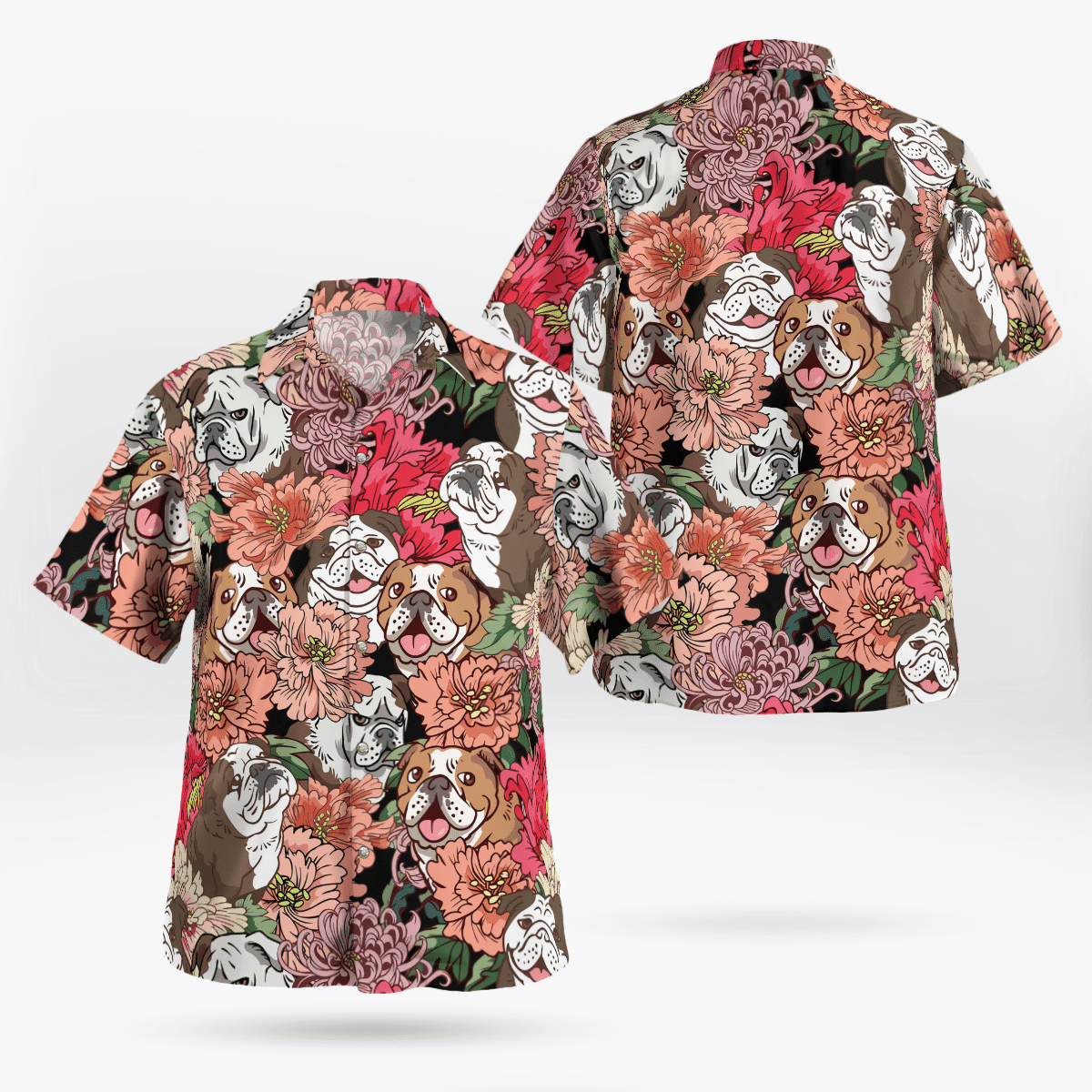 Bulldog Flower Trendy Hawaiian Shirt