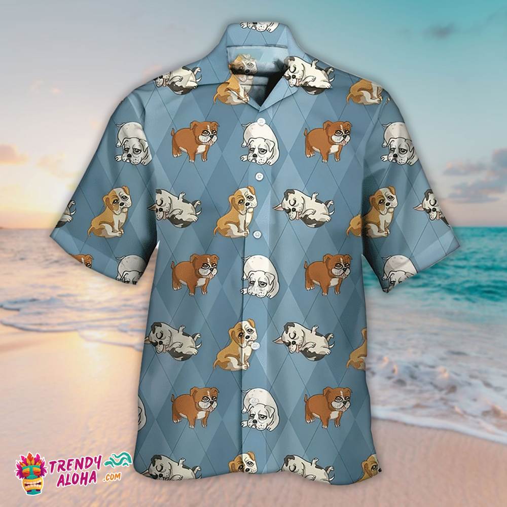 Bulldog Hawaiian Shirt Cute Puppy Bulldog, Aloha Hawaiian Shirts
