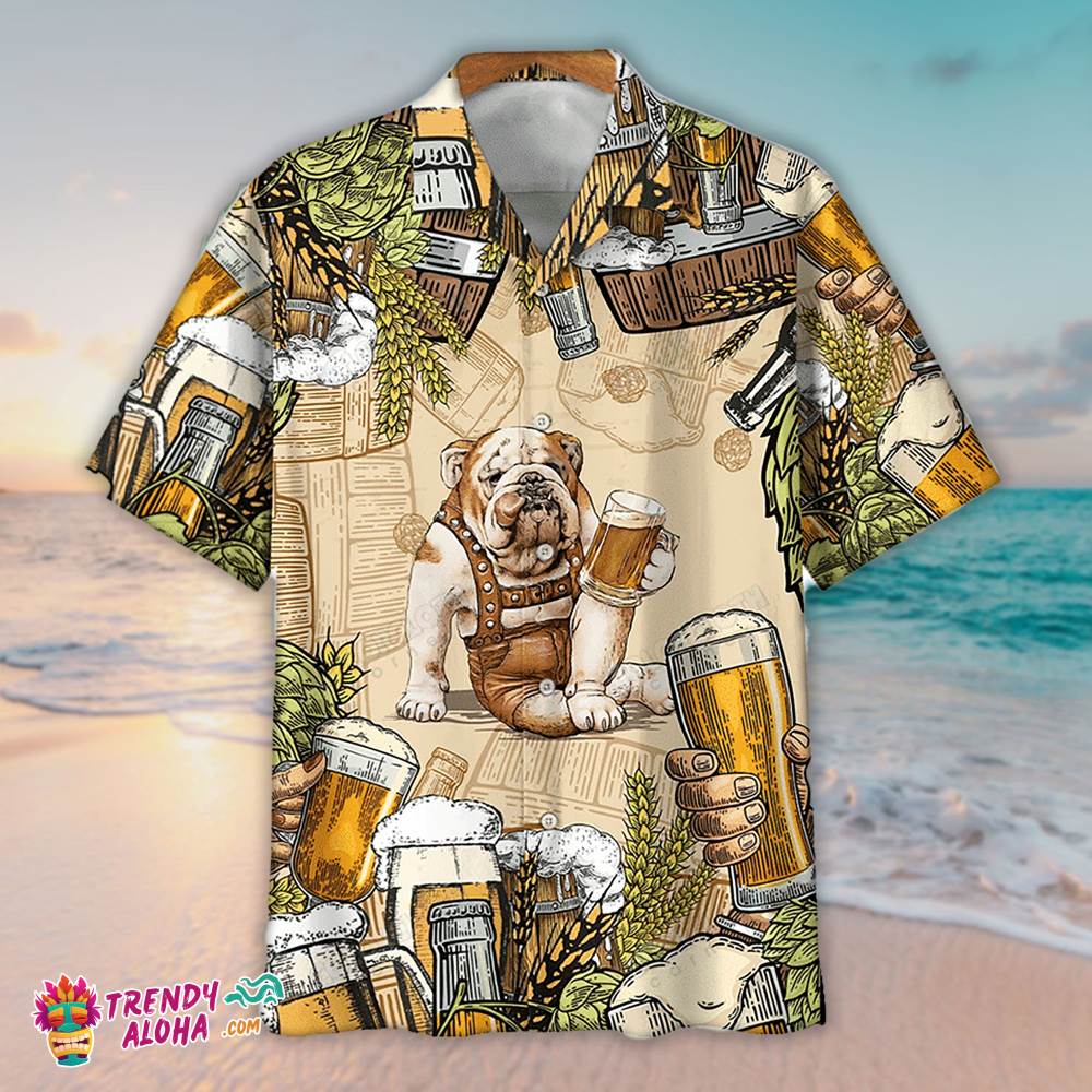 Bulldog Hawaiian Shirt Funny English Bulldog & Bee, Aloha Hawaiian Shirts