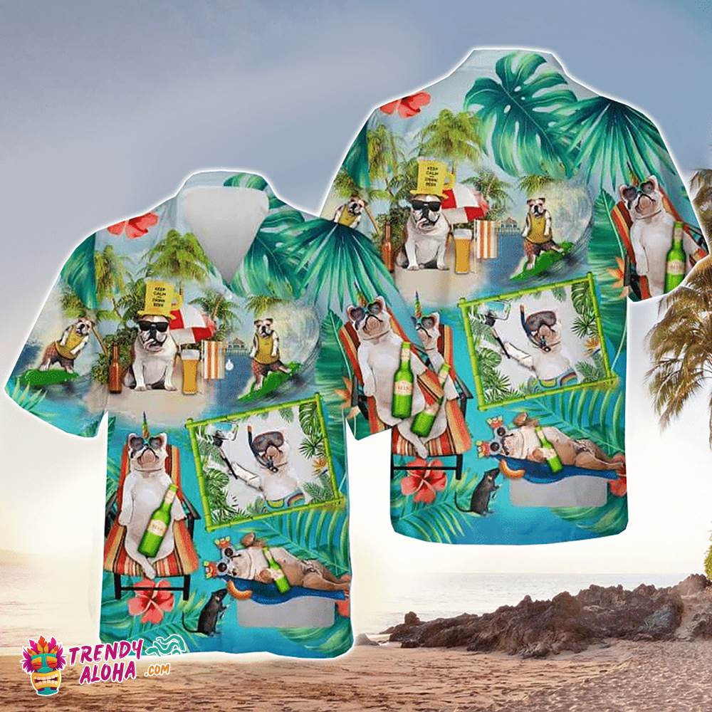 Bulldog Hawaiian Shirt Funny Surfing Summer Vacation, Aloha Hawaiian Shirts
