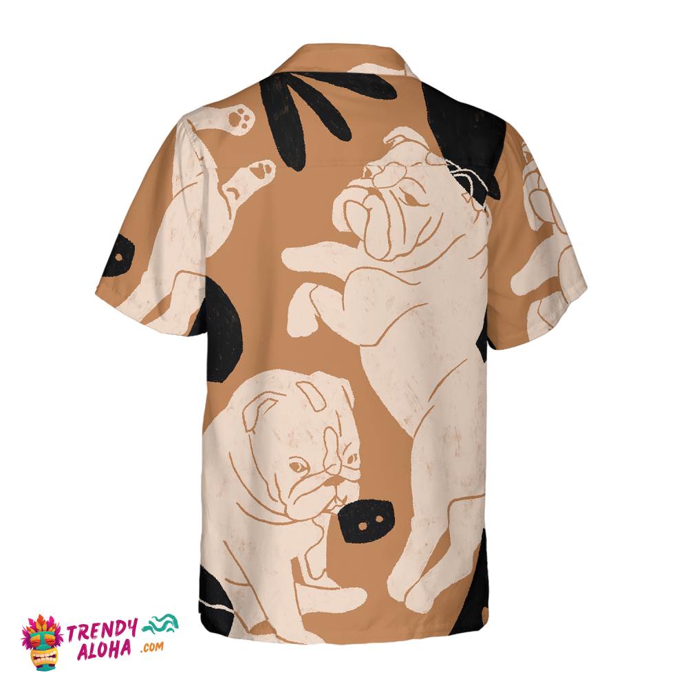 Bulldog Illustration Hawaiian Shirt