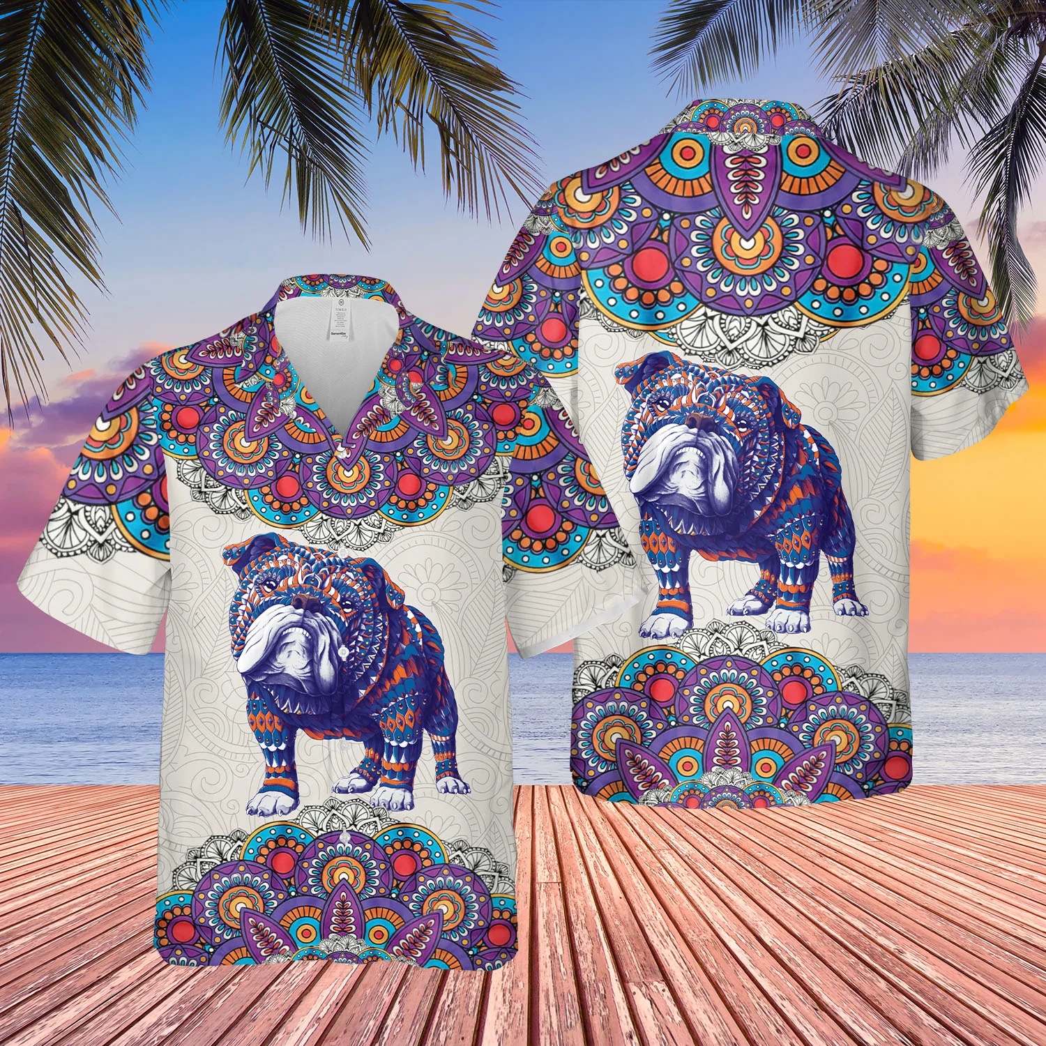 Bulldog Ingles Mandala Hawaiian Shirt