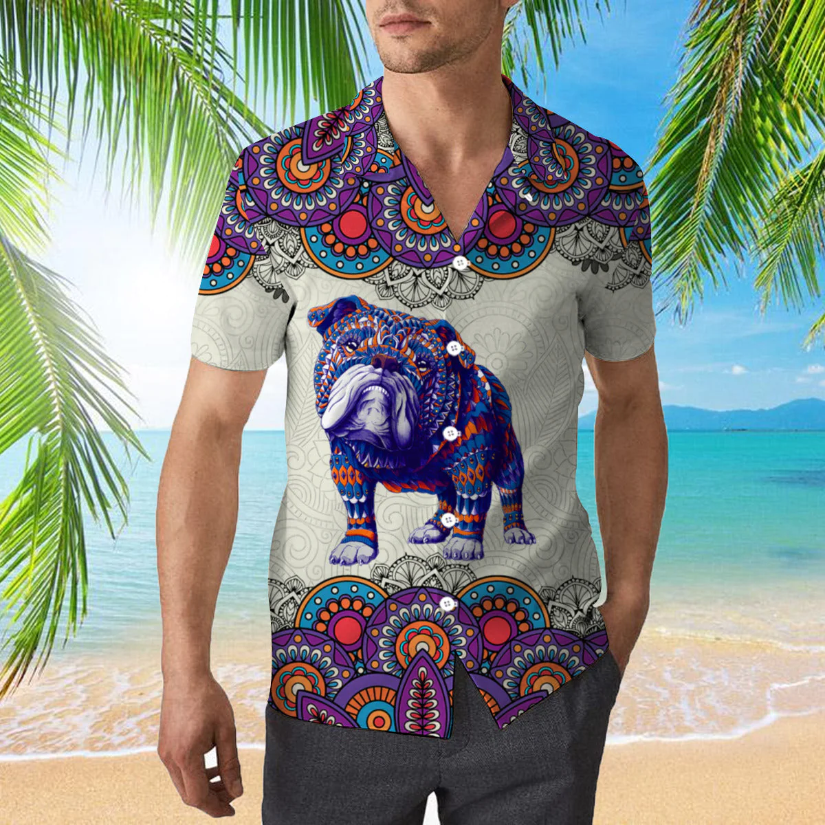 Bulldog Ingles Mandala Trendy Hawaiian Shirt For Aloha Shirt
