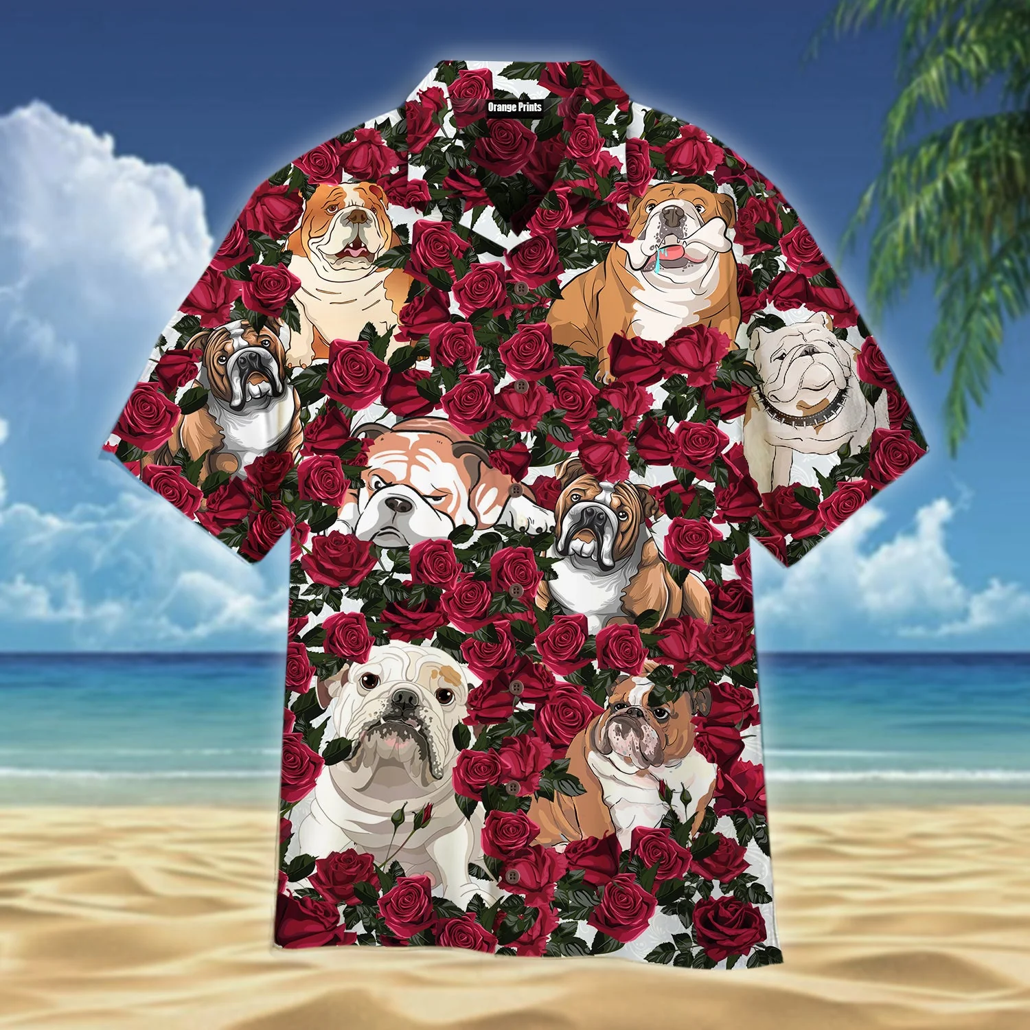 Bulldog Love Rose Trendy Hawaiian Shirt