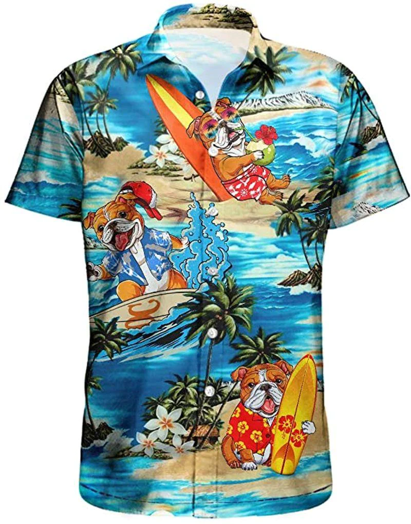 Bulldog Trendy Hawaiian Shirt