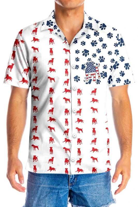 Bulldogs American Flag Trendy Hawaiian Shirt For Men, Bulldogs Summer Trendy Hawaiian Shirt, Dog Lover Shirts