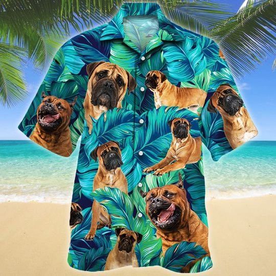 Bullmastiff Dog Lovers Hawaiian Style For Summertime All Printed 3D Hawaiian Shirt