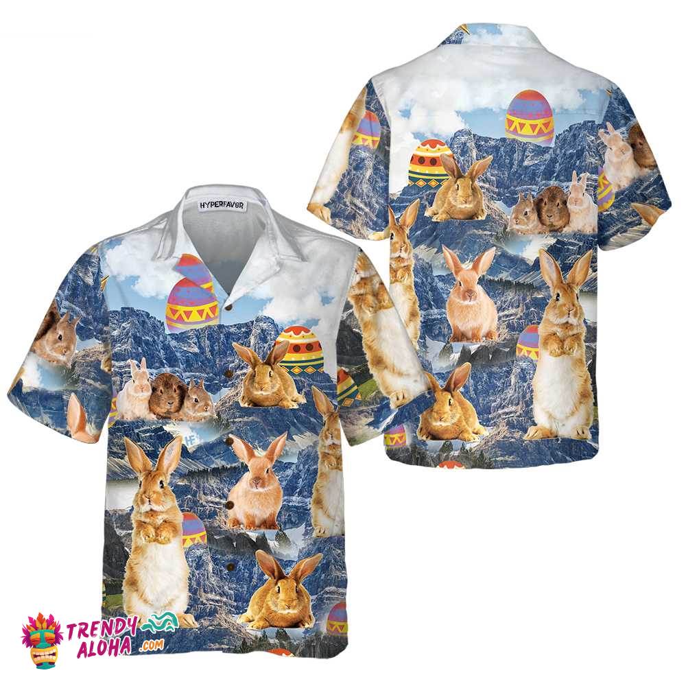 Bunny And Easter Egg Hawaiian Shirt, Easter Egg Hunt Shirt, Easter Bunny Hawaiian Shirt