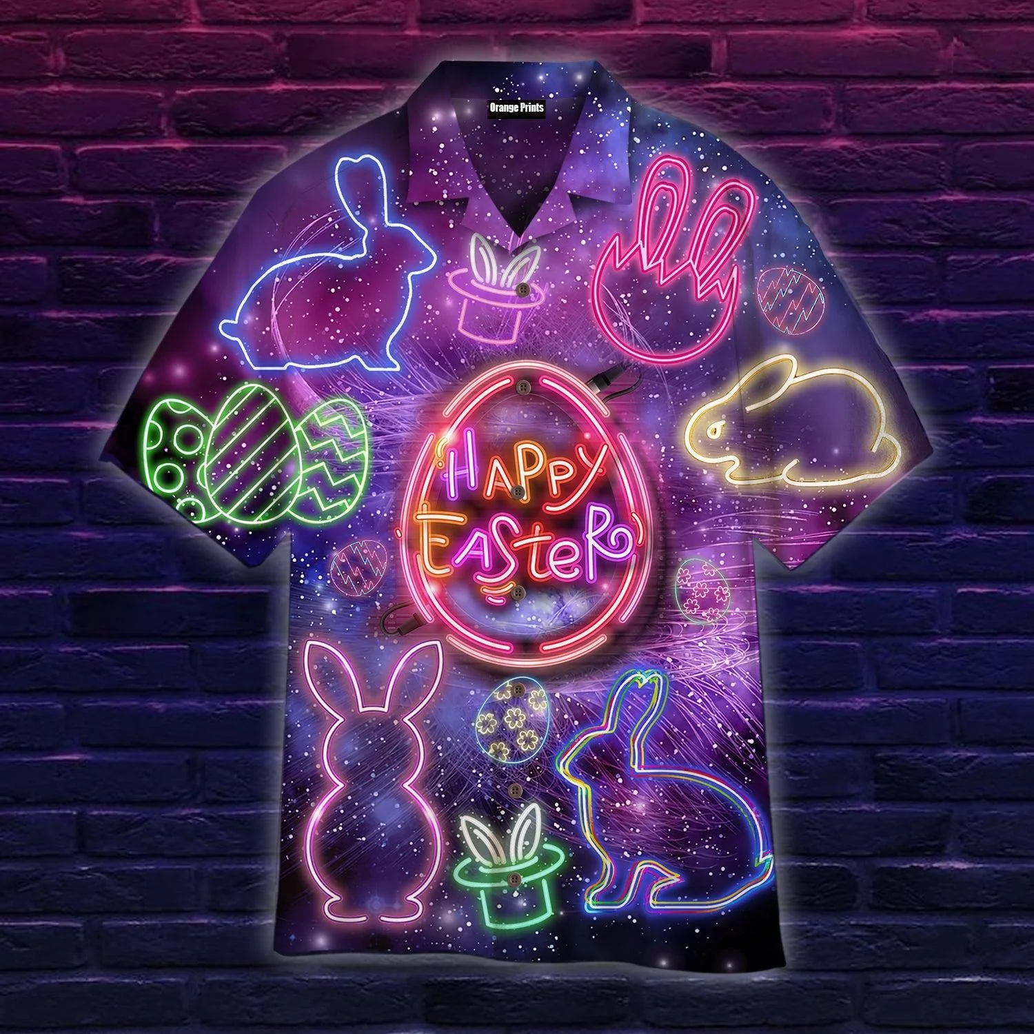 Bunny Eggs Neon Happy Easter Day Trendy Hawaiian Shirt