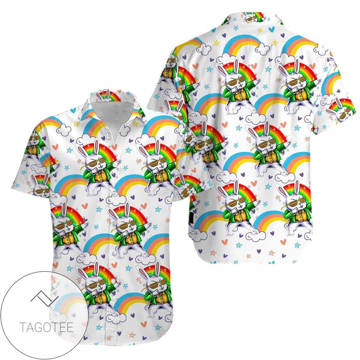 Bunny Funny Rainbow Dab Happy Easter Day Hawaiian Shirts