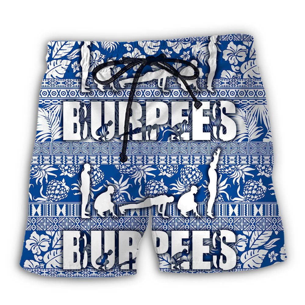 Burpees Made Us Happy Tropical Trendy Aloha Hawaiian Beach Shorts Burpees Made Us Happy Tropical Trendy Aloha Hawaiian Beach Shorts