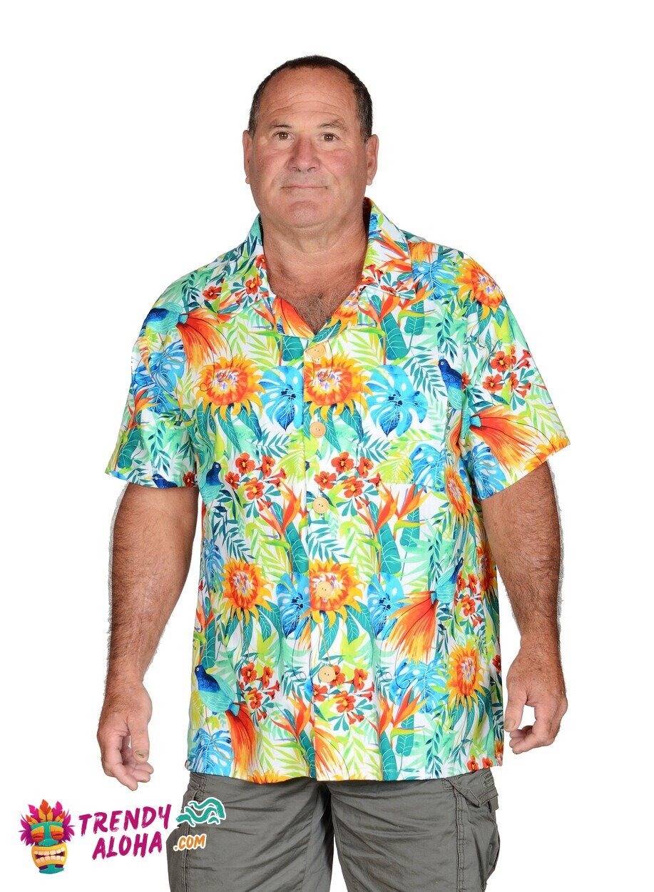 Bursting Colors Tropic Flowers Vibrant Floral Hawaiian Shirt