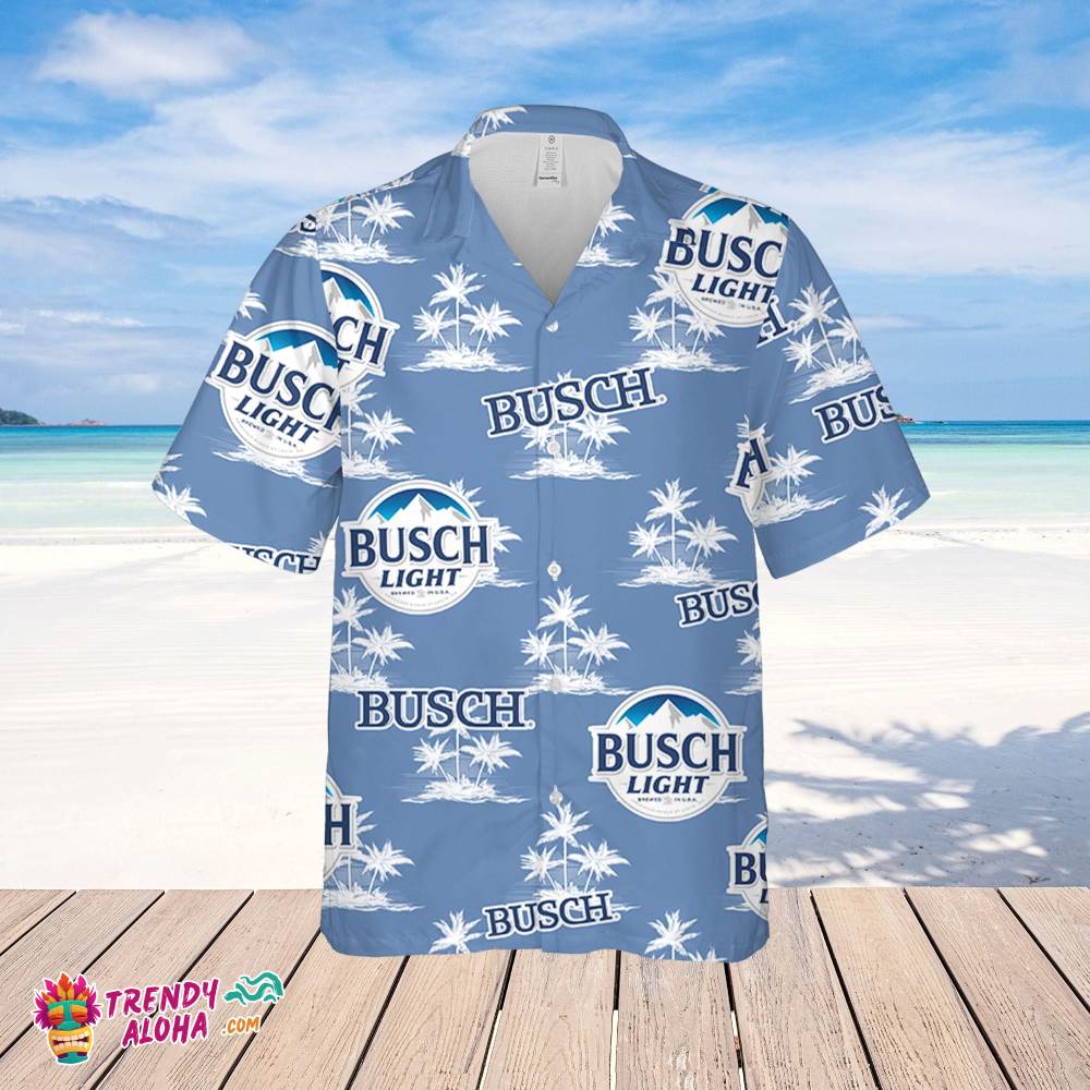 Busch Light Hawaiian Coconut Island Pattern Hawaiian Beer Lover Shirt, Classic Flowers Beer Aloha Shirt