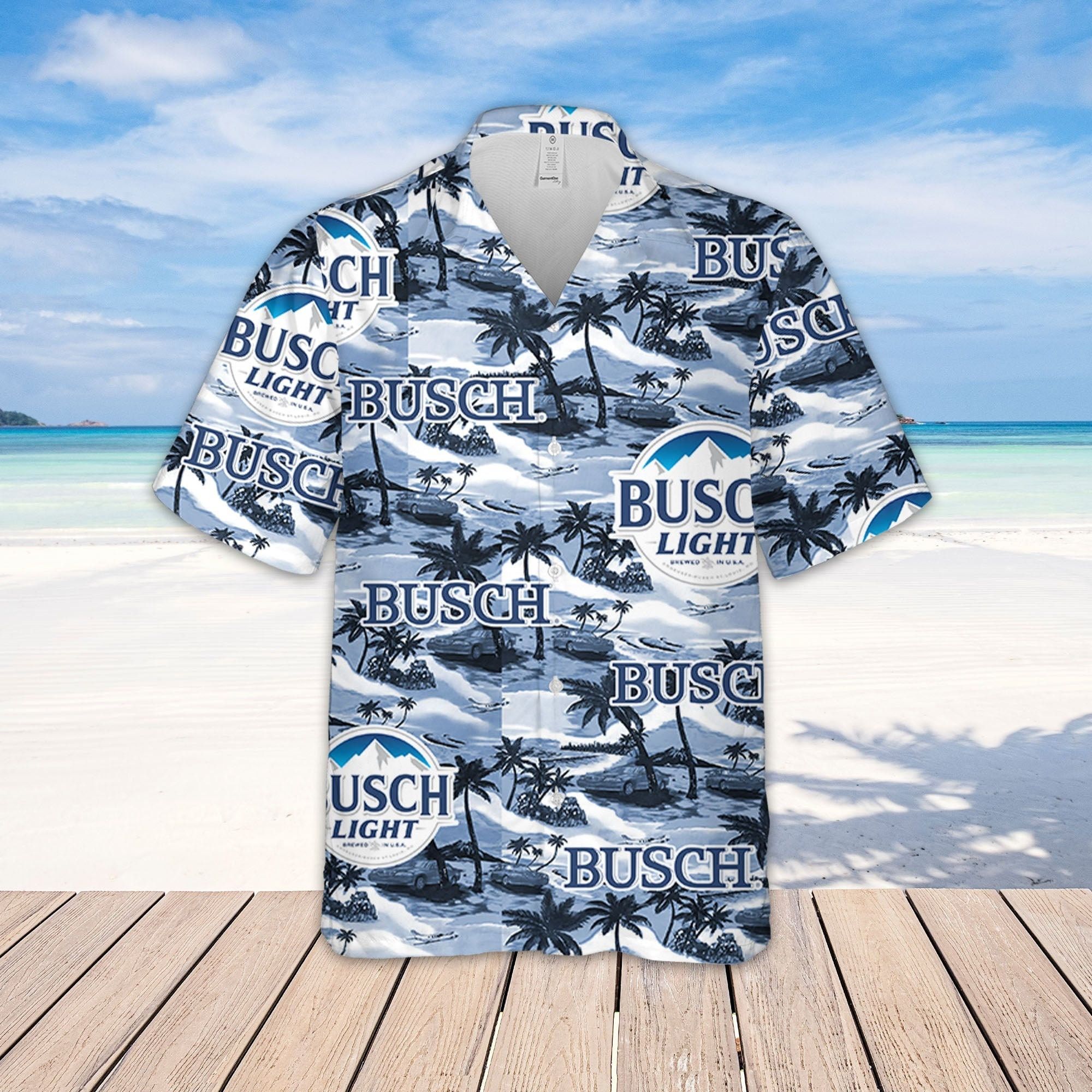 Busch Light Sea Island Pattern Trendy Hawaiian Shirt