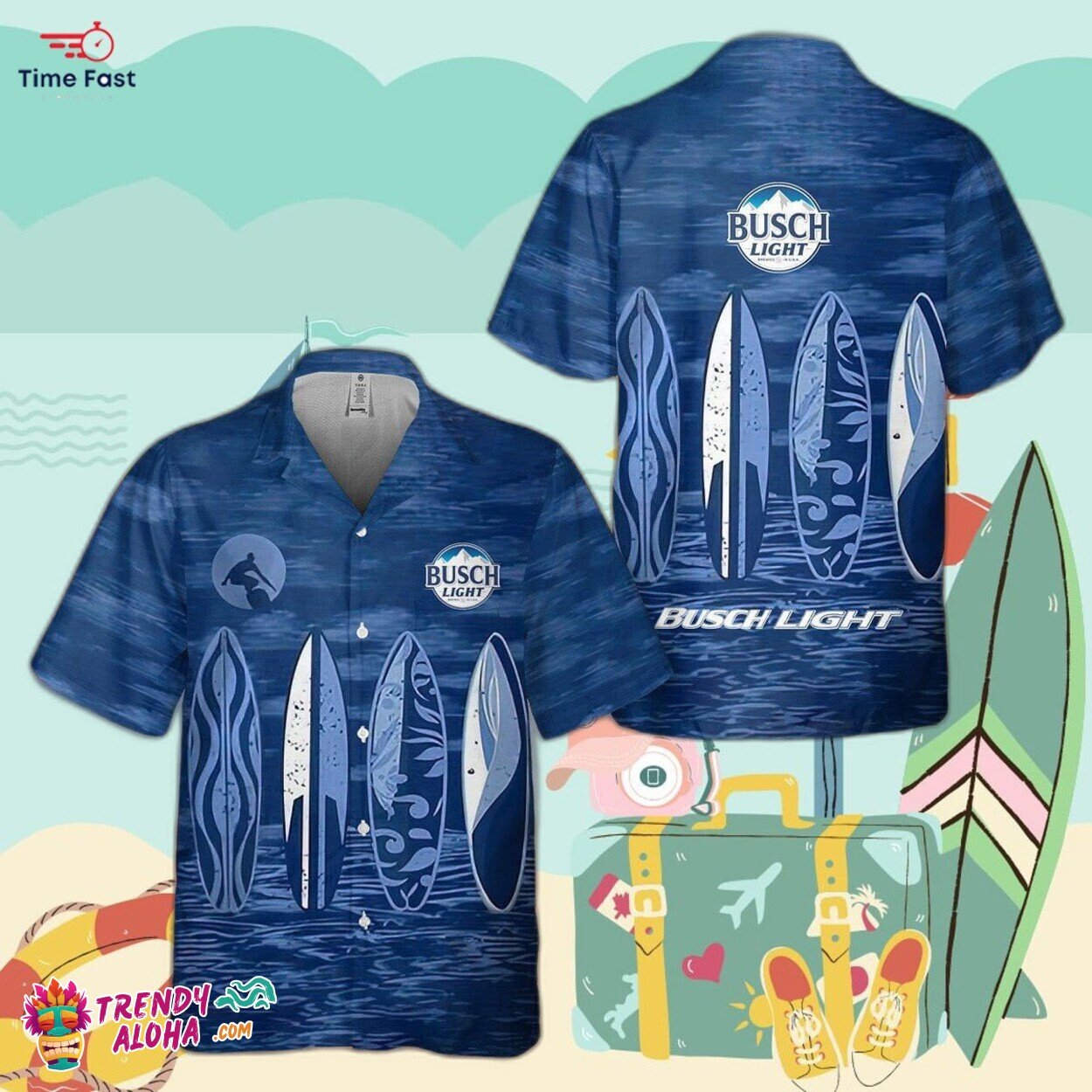 Busch Light Vibrant Design 3D All Over Print Hawaiian Shirt