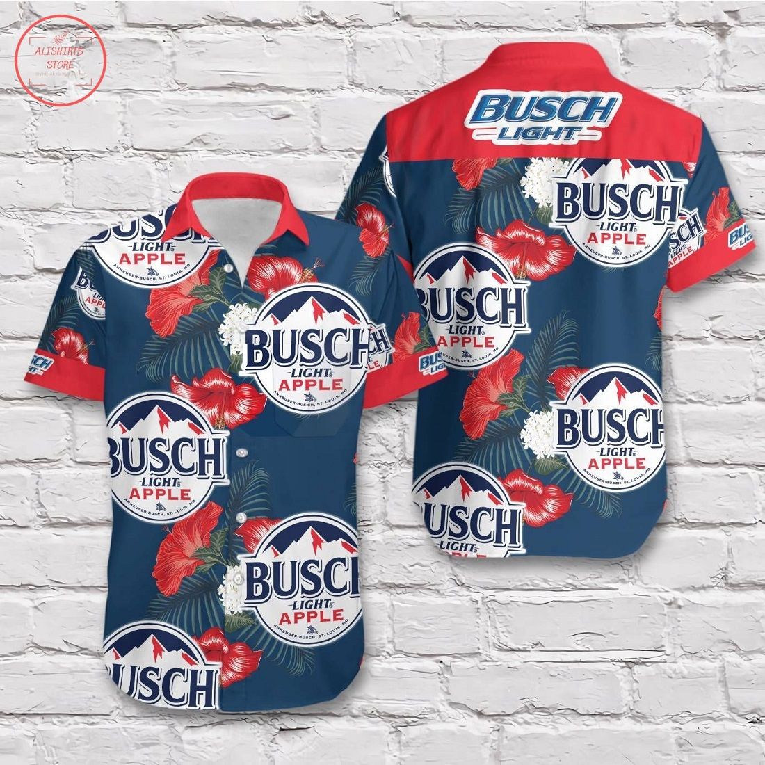 BuscLight Beer Paired witRed Apple on Hawaiian Shirt