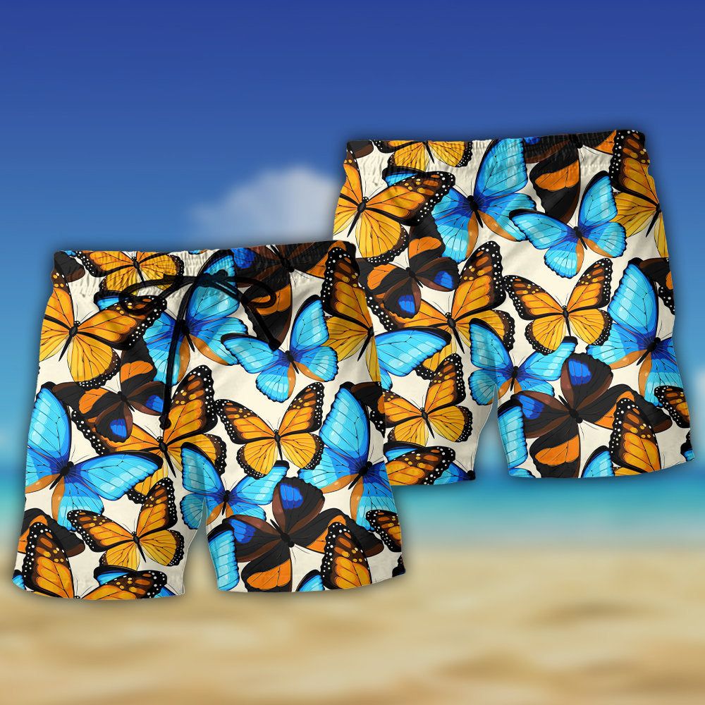 Butterfly Abstract Colorful Vintage Trendy Aloha Hawaiian Beach Shorts