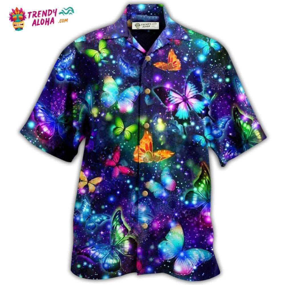 Butterfly Colorful In Dark Hawaiian Shirt – Trendy Aloha