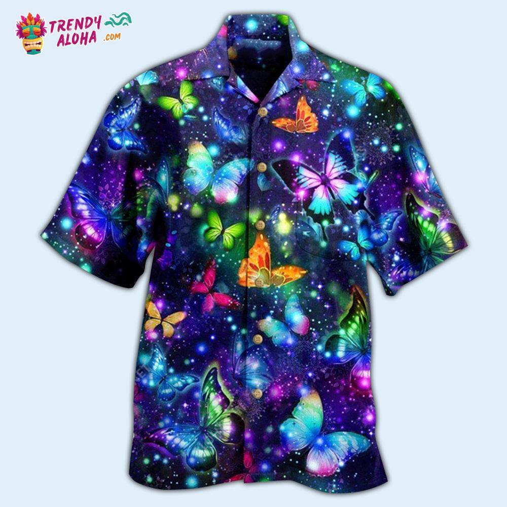 Butterfly Colorful In Dark Hawaiian Shirt – Trendy Aloha