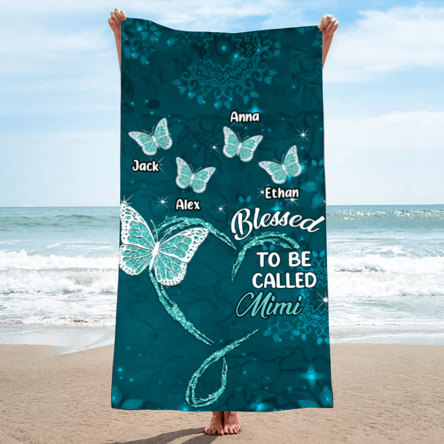 Butterfly Grandma Personalized Beach Towels Perfect Summer Gift Idea