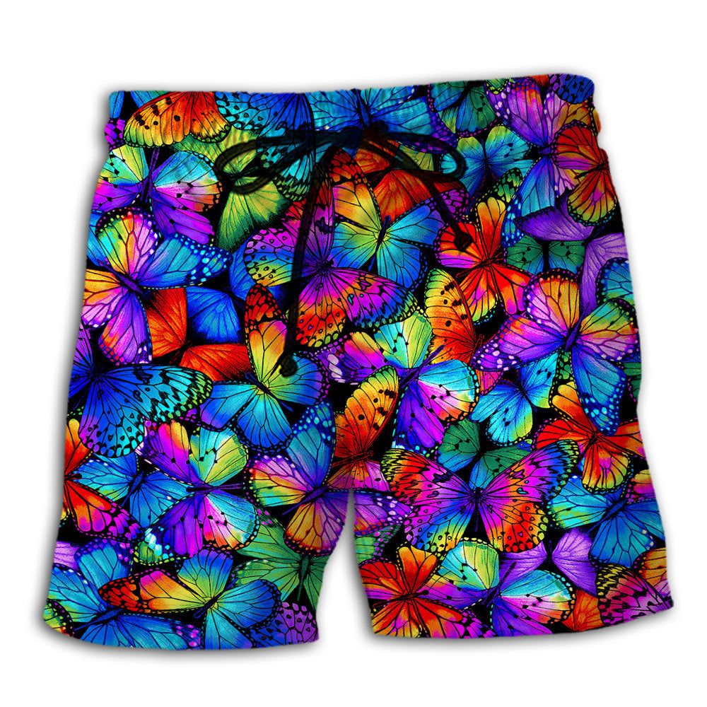 Butterfly Multi Bright Butterflies Trendy Aloha Hawaiian Beach Shorts Butterfly Multi Bright Butterflies Trendy Aloha Hawaiian Beach Shorts