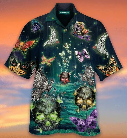Butterfly Skull Trendy Hawaiian Shirt