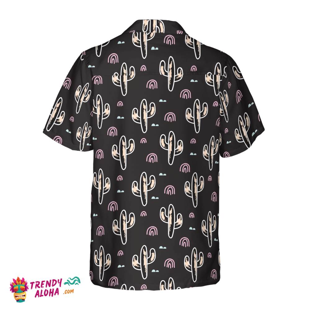Cactus Plant Black Pattern Hawaiian Shirt
