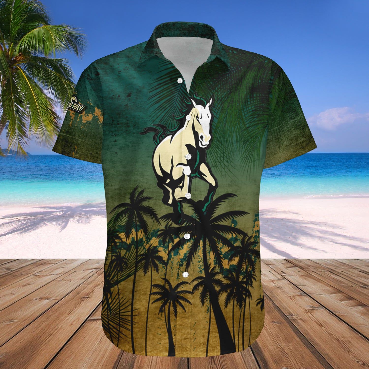 Cal Poly Mustangs Hawaii Shirt Coconut Tree Tropical Grunge – NCAA