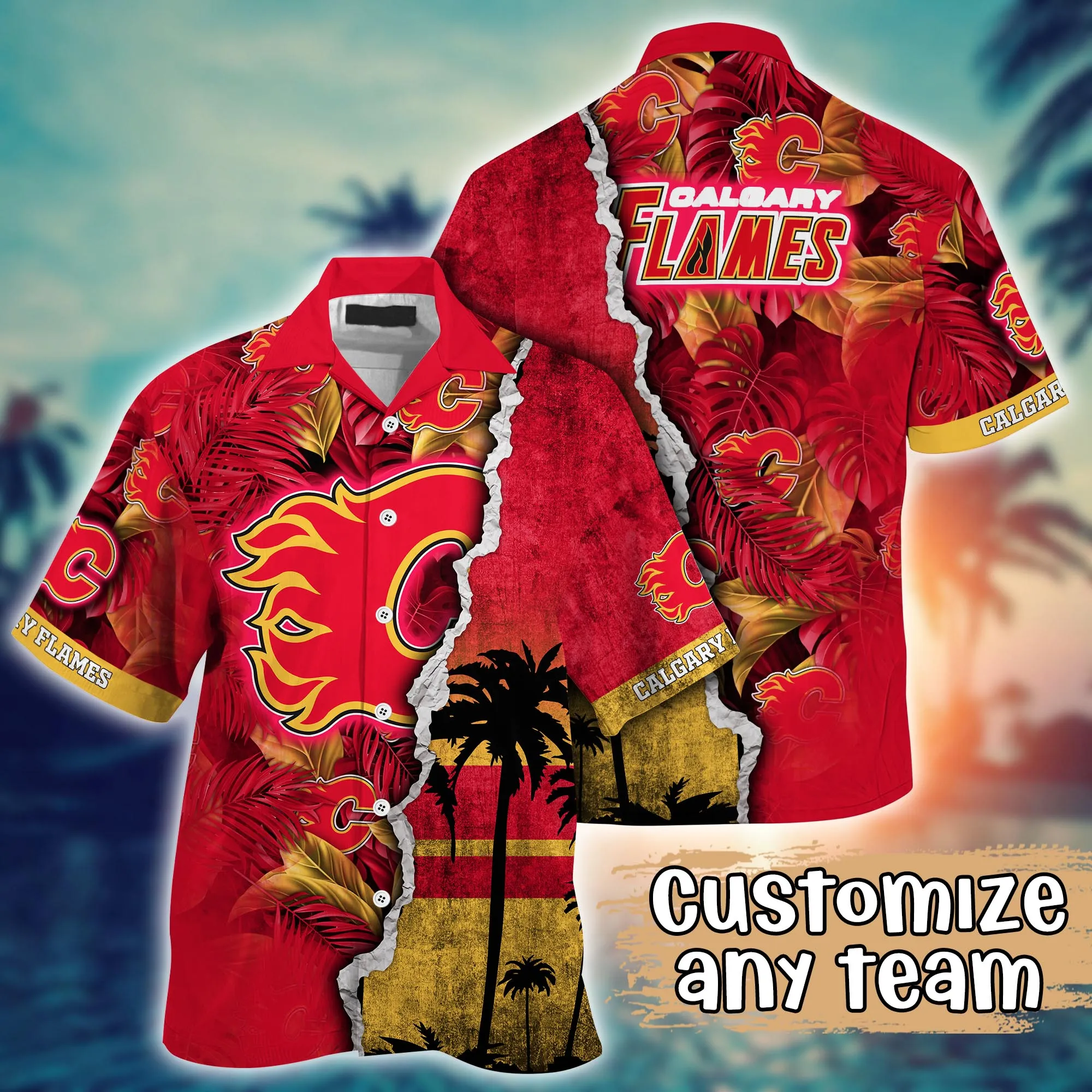 Calgary Flames NHL Hawaiian Shirt Custom Lemonade Stands Aloha Shirt