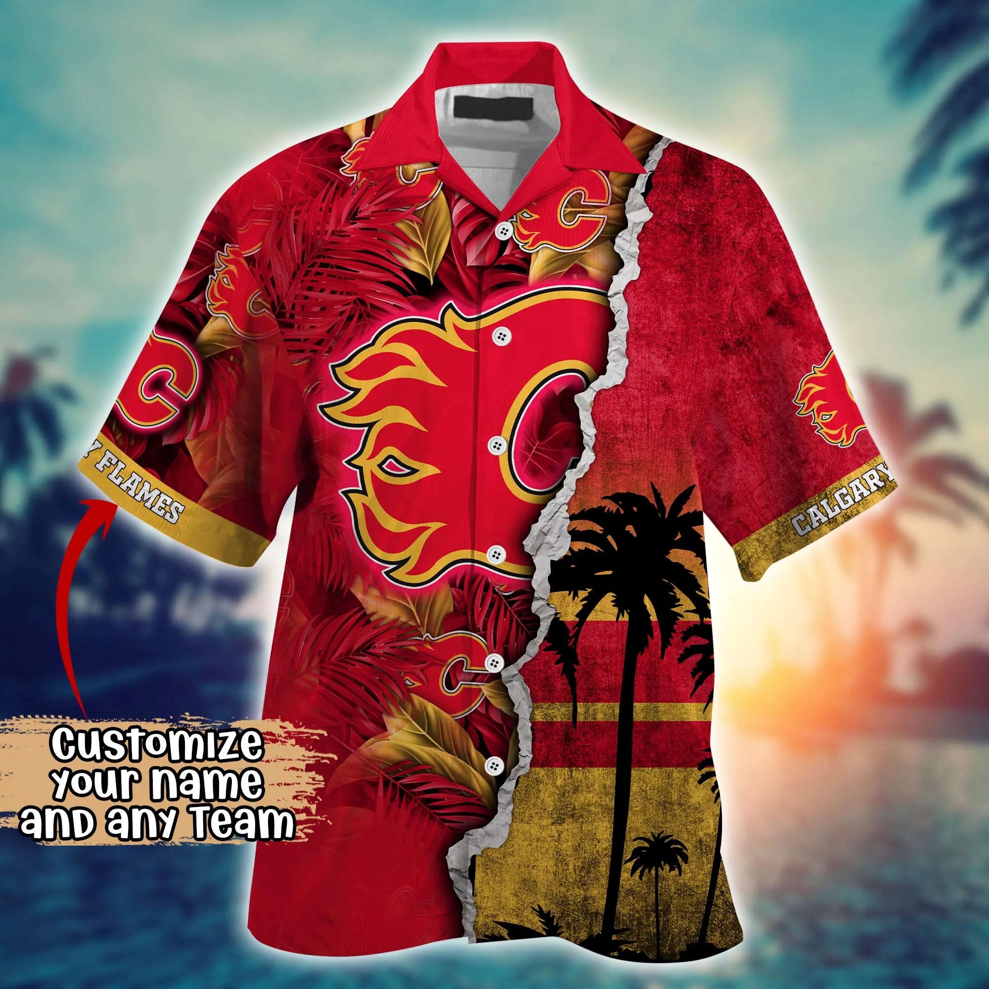 Calgary Flames NHL Hawaiian Shirt Custom Lemonade Stands Aloha Shirt