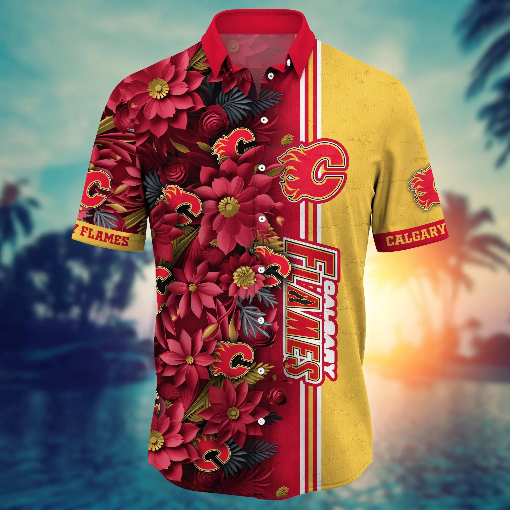 Calgary Flames NHL Hawaiian Shirt Custom Mosquito Bites Aloha Shirt