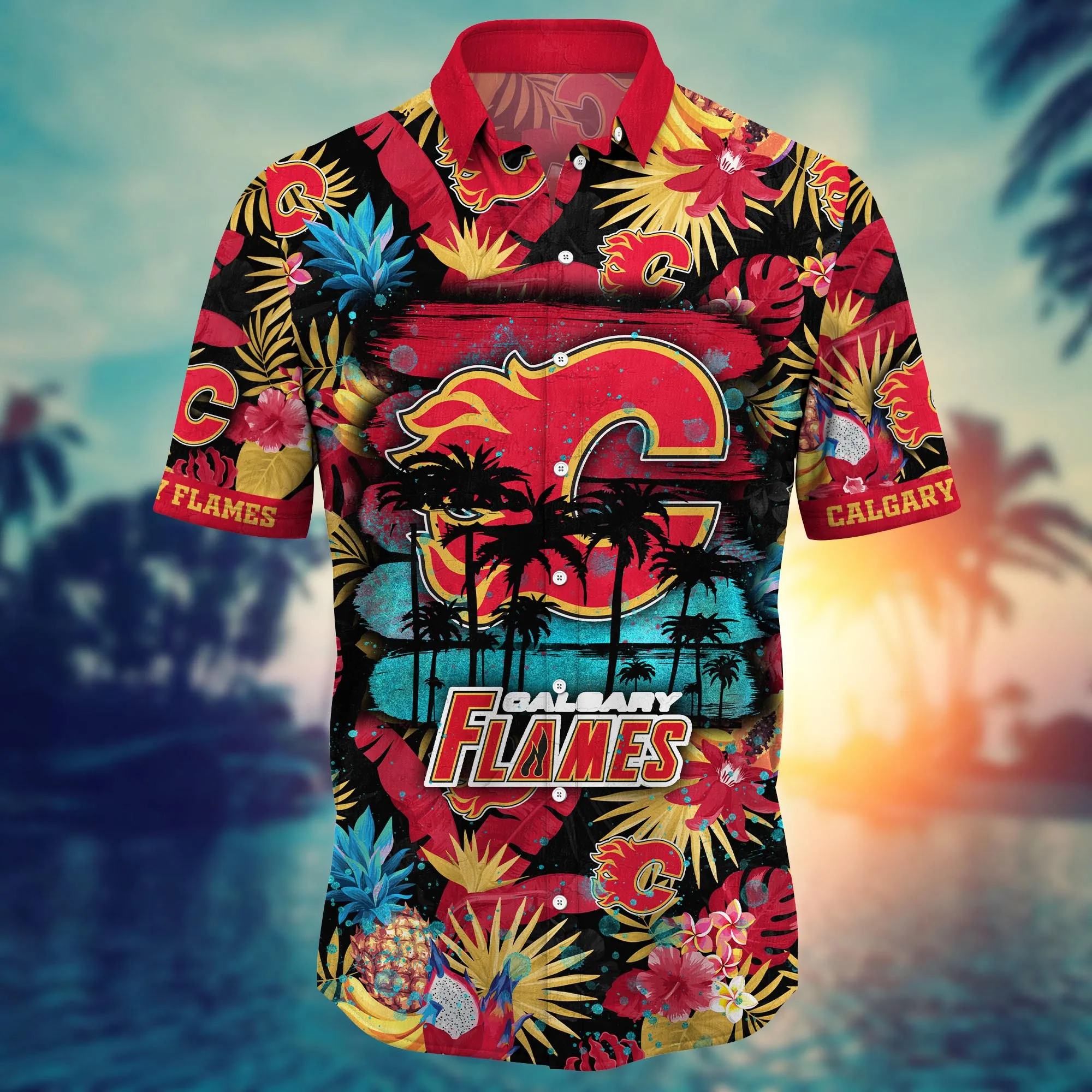Calgary Flames NHL Hawaiian Shirt Flip Flopstime Aloha Shirt