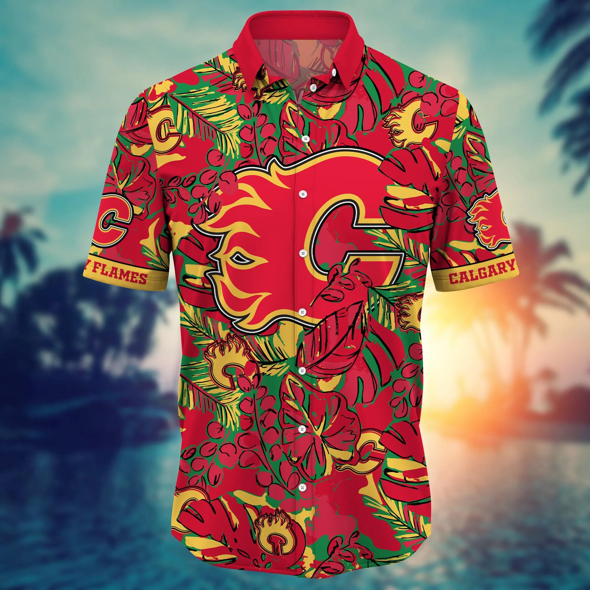 Calgary Flames NHL Hawaiian Shirt Sea Breeze Aloha Shirt